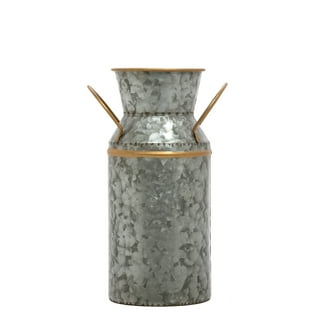 Old Fashioned Vintage Milk Can Inspired Vase 6 W x 5 D x 7½H Farmhouse Rustic Metal Jug Old Fashioned Vintage Milk Can Inspired Vase 6 W x 5 D x 7½H Farmhouse Rustic Metal Jug